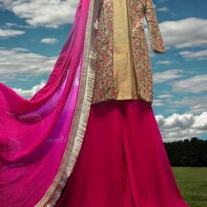Elegant Pink and Gold Traditional Outfit